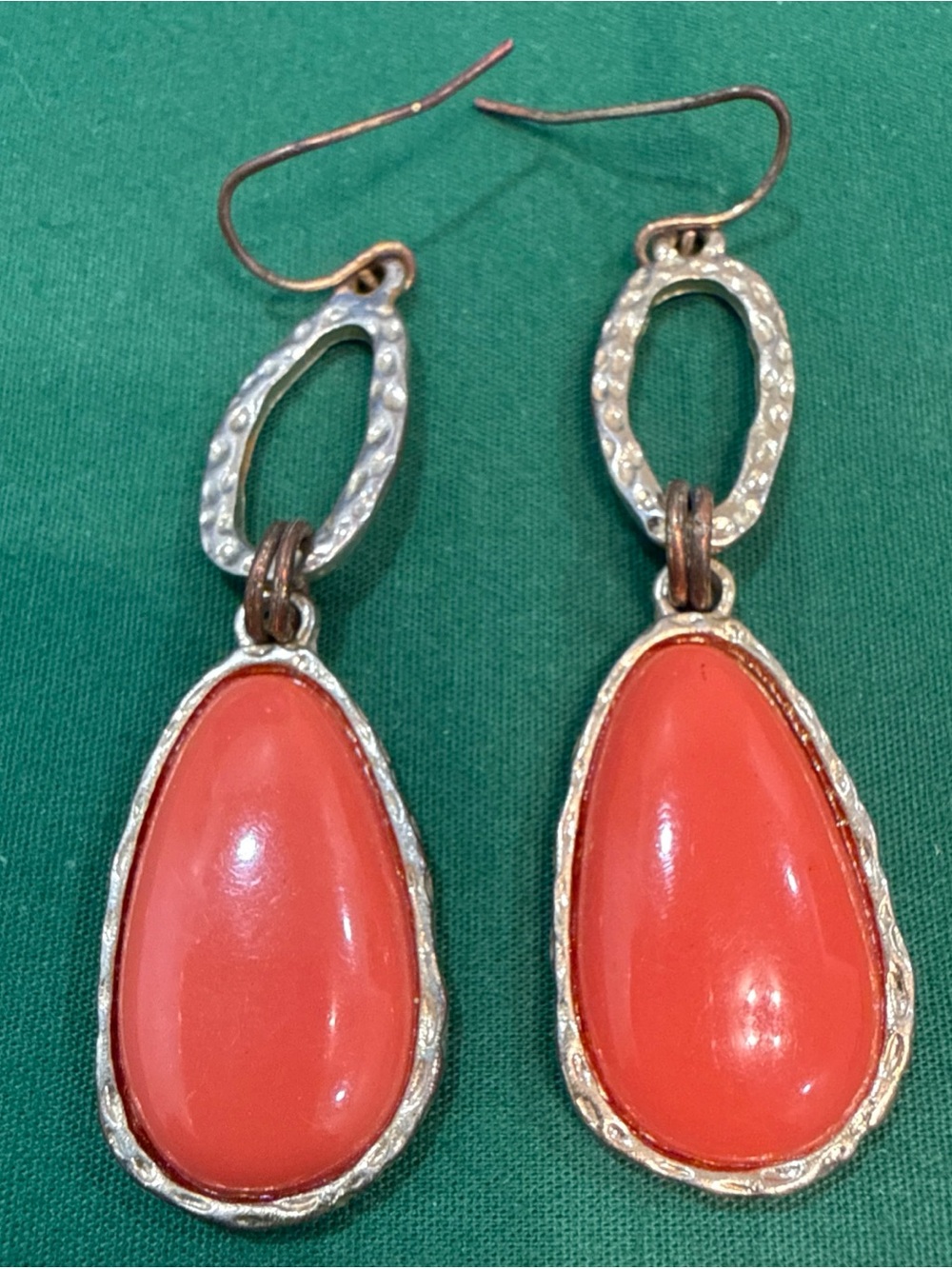 Coral Teardrop Dangle Earrings -32F